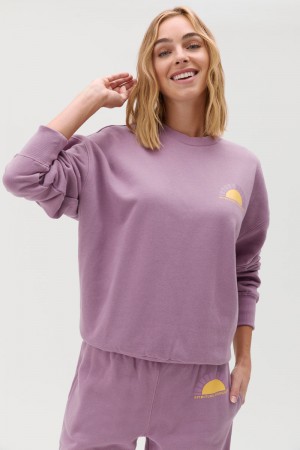 Amethyst Spiritual Gangster Find Joy Relaxed Crew Pullover Women's Sweaters | 45698-WRCQ