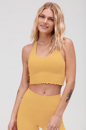 Apricot Spiritual Gangster Amor Crop Women's Tanks | 61289-PJXK