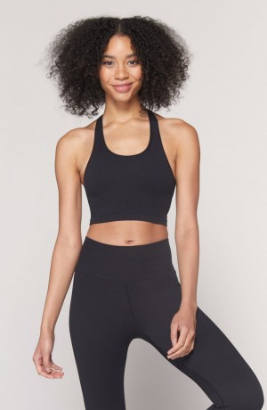 Black Spiritual Gangster Athena Seamless Crop Women's Tops | 91642-EQVL