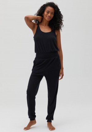 Black Spiritual Gangster Ballet Rib Women's Jumpsuit | 64583-HZFV