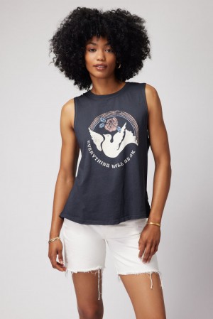 Black Spiritual Gangster Dove Gigi Muscle Women's Tanks | 36790-EABX