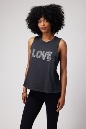 Black Spiritual Gangster Love Gigi Muscle Women's Tanks | 53129-GJZH