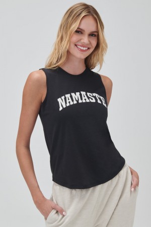 Black Spiritual Gangster Namaste Muscle Women's Tanks | 92384-UBOQ