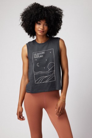 Black Spiritual Gangster Nurture Your Nature Muscle Women's Tanks | 07296-IMZP