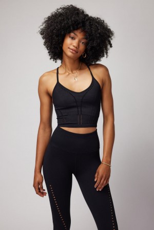 Black Spiritual Gangster Thea Seamless Crop Women's Tanks | 07451-LSHX