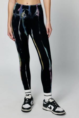 Black Spiritual Gangster Tie Dye Love Sculpt Women's Leggings | 20753-RFQK