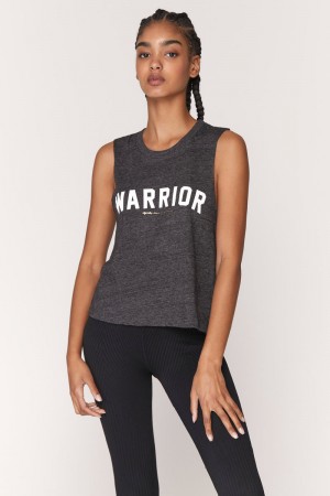 Black Spiritual Gangster Warrior Crop Women's Tanks | 83127-WJQX