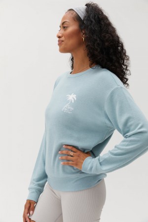 Blue Spiritual Gangster Enjoy The Now Savasana Women's Sweaters | 81654-AGEL