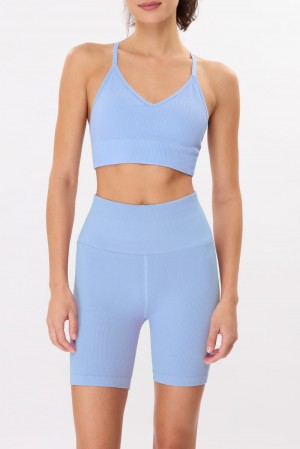 Bluebird Day Spiritual Gangster Selene Seamless Triangle Women's Tops | 85943-SHQF