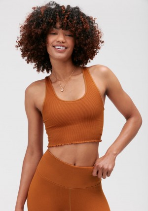 Brown Spiritual Gangster Amor Seamless Crop Women's Tanks | 95762-OGYP