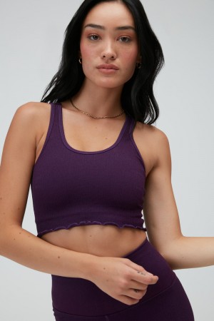 Burgundy Spiritual Gangster Amor Seamless Crop Women's Tops | 14538-IXHV