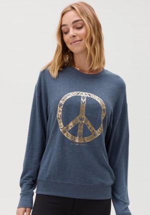 Deep Blue Spiritual Gangster Choose Joy Savasana Women's Sweaters | 89415-FCUK