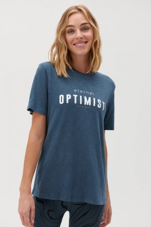 Deep Blue Spiritual Gangster Eternal Optimist Sleeve Women's Tanks | 57018-FCYG