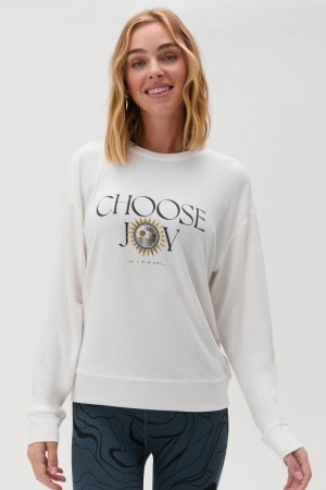 Grey Spiritual Gangster Choose Joy Savasana Women's Sweatshirts | 75392-IEHO