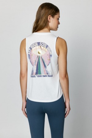 Grey Spiritual Gangster Let Your Soul Shine Muscle Women's Tanks | 78302-BGRZ