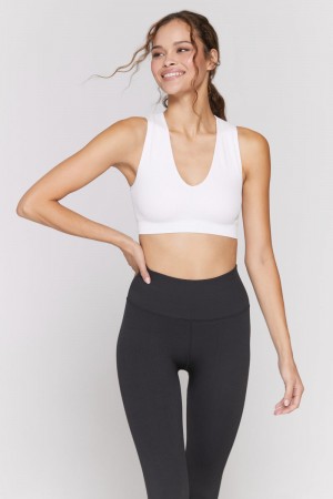 Grey Spiritual Gangster Metta Seamless Plungemi Women's Tops | 89765-NGTJ