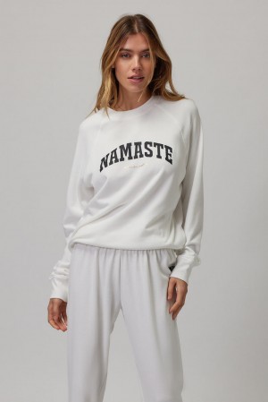 Grey Spiritual Gangster Namaste Love Old School Pullover Women's Sweaters | 08974-VDSH