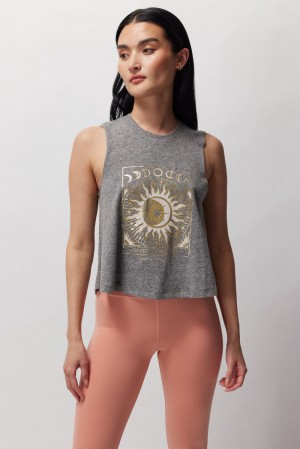 Grey Spiritual Gangster Trust The Universe Crop Women's Tanks | 94675-ZPRK