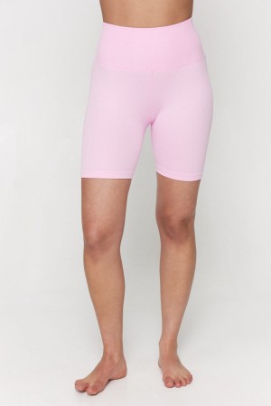 Heather Bubblegum Spiritual Gangster Seamless Biker Women's Shorts | 63541-YZBD