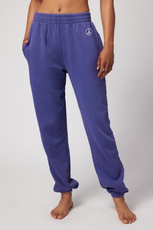 Indigo Spiritual Gangster Peace Boyfriend Pocket Women's Sweatpants | 68109-YGRA