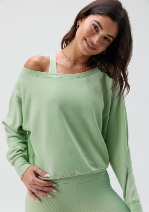 Mojito Spiritual Gangster Vida Off Shoulder Women's Sweatshirts | 13789-VJIX