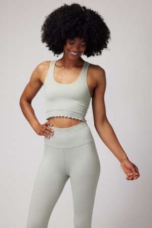 Olive Spiritual Gangster Amor Crop Women's Tops | 58074-PDXB