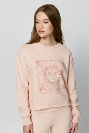 Pink Spiritual Gangster Sunshine Mazzy Crop Women's Sweaters | 86512-VHQK