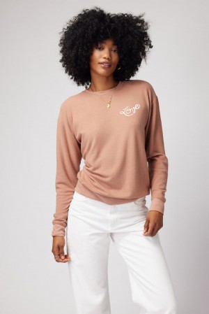 Red Spiritual Gangster Love Relaxed Savasana Women's Sweaters | 81932-PETH