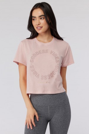 Rose Spiritual Gangster Goddess Crop Tee Women's Tanks | 14735-WBZH