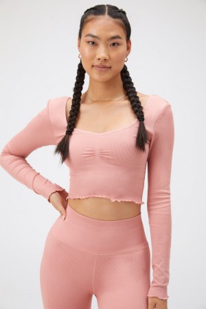 Rose Spiritual Gangster Sweetheart Seamless Long Sleeve Women's Tops | 30619-GRKQ