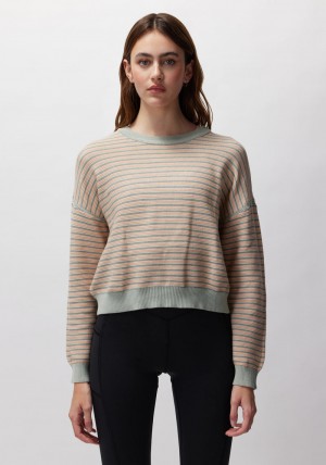 Stripes Spiritual Gangster Cotton Gemma Easy Crew Women's Sweaters | 27653-NQHP