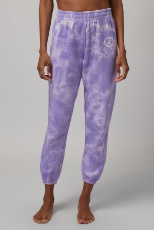 Wash Spiritual Gangster Crystal Dye Terry Boyfriend Women's Sweatpants | 57120-ANCT