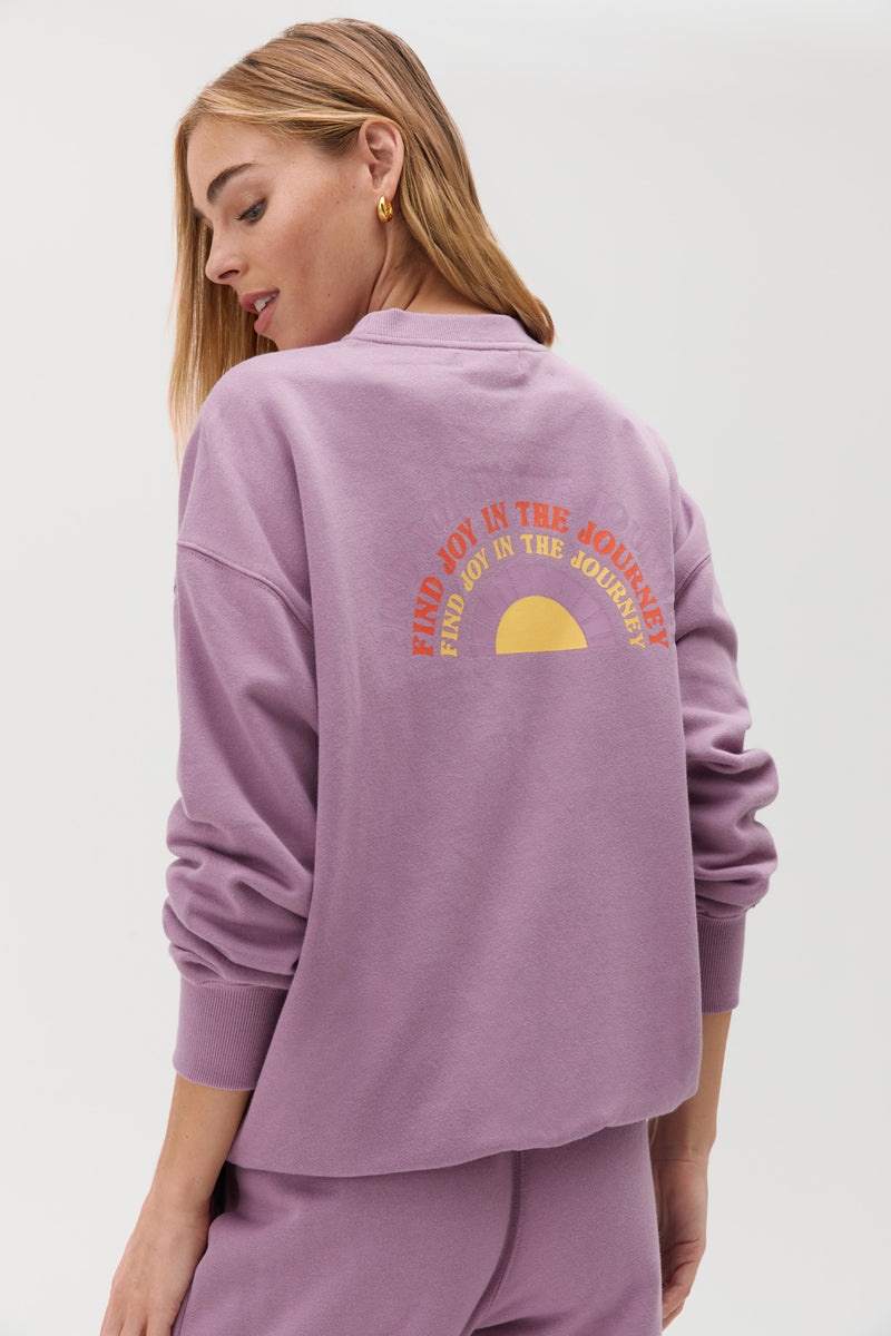 Amethyst Spiritual Gangster Find Joy Relaxed Crew Pullover Women's Sweatshirts | 39175-JLFW