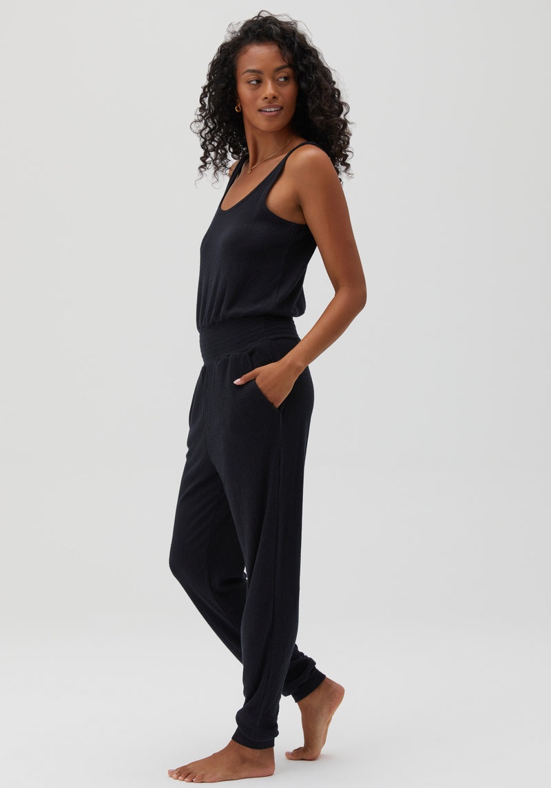 Black Spiritual Gangster Ballet Rib Women's Jumpsuit | 64583-HZFV