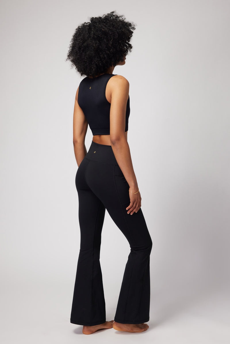 Black Spiritual Gangster Brooklyn Dream Tech Eco Jersey Flare Pocket Women's Bottoms | 43671-MZAH