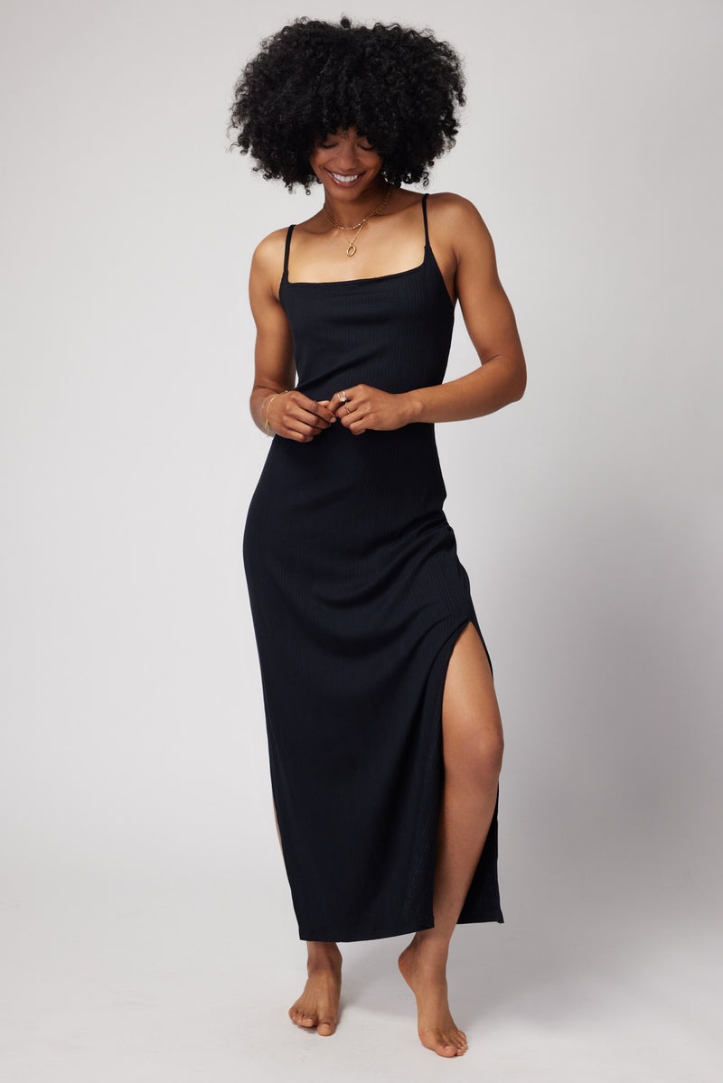 Black Spiritual Gangster Estella Square Neck Maxi Women's Dress | 80916-SDTY