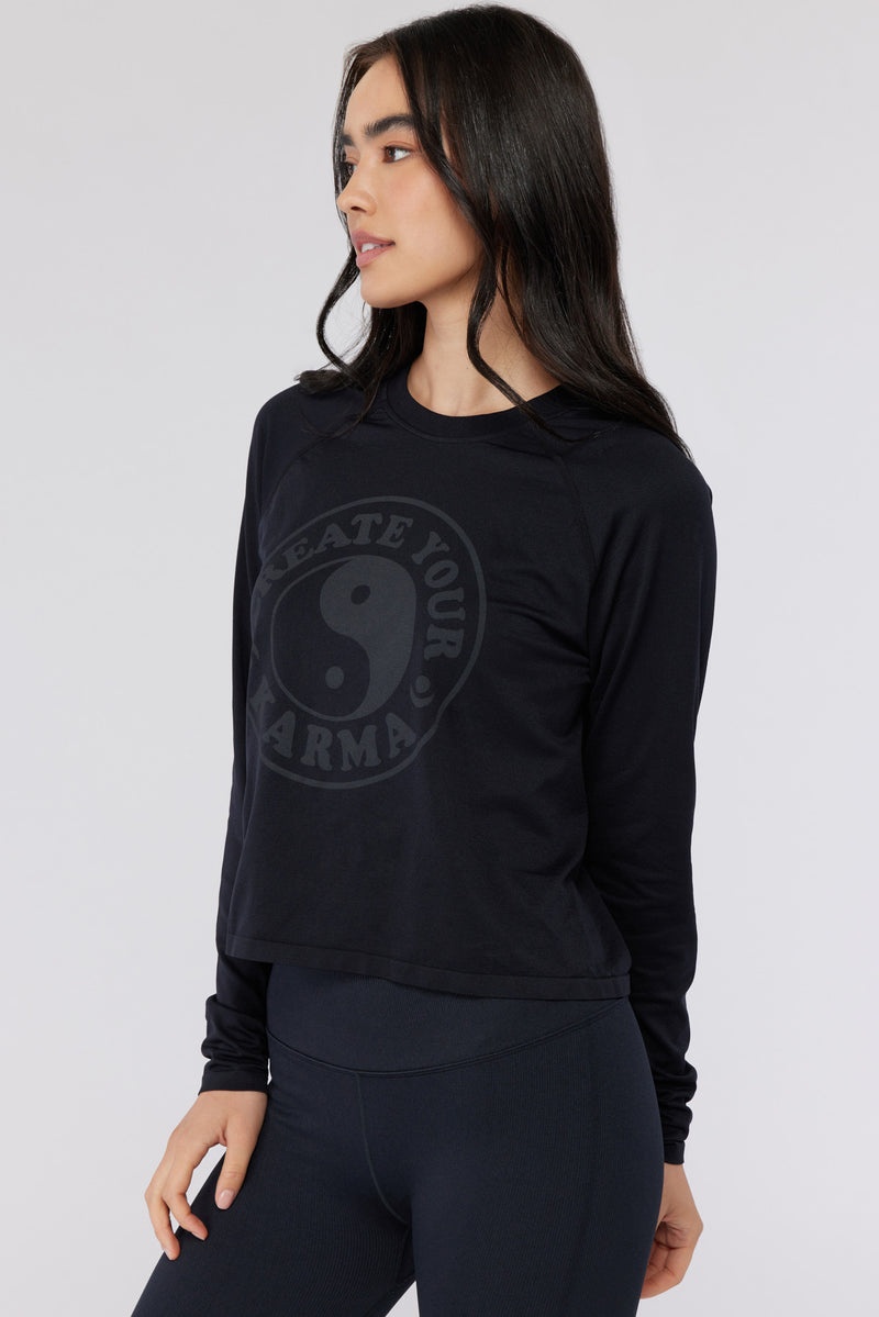 Black Spiritual Gangster Karma Harmony Seamless Long Sleeve Women's Sweaters | 30289-SGYZ