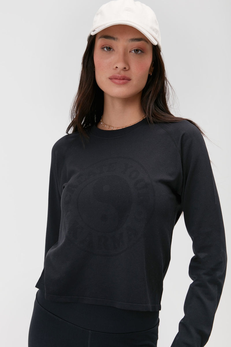 Black Spiritual Gangster Karma Harmony Seamless Long Sleeve Women's Sweaters | 30289-SGYZ