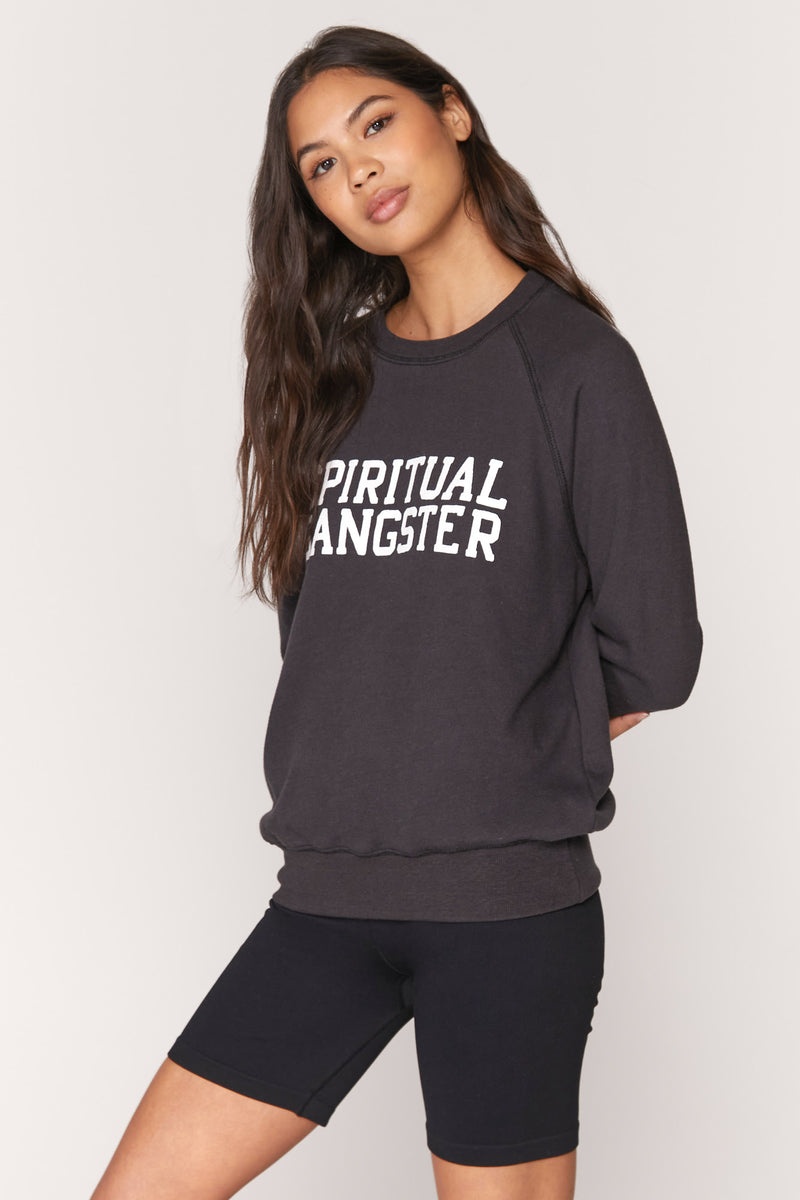 Black Spiritual Gangster Varsity Old School Women's Sweatshirts | 30915-RFOD