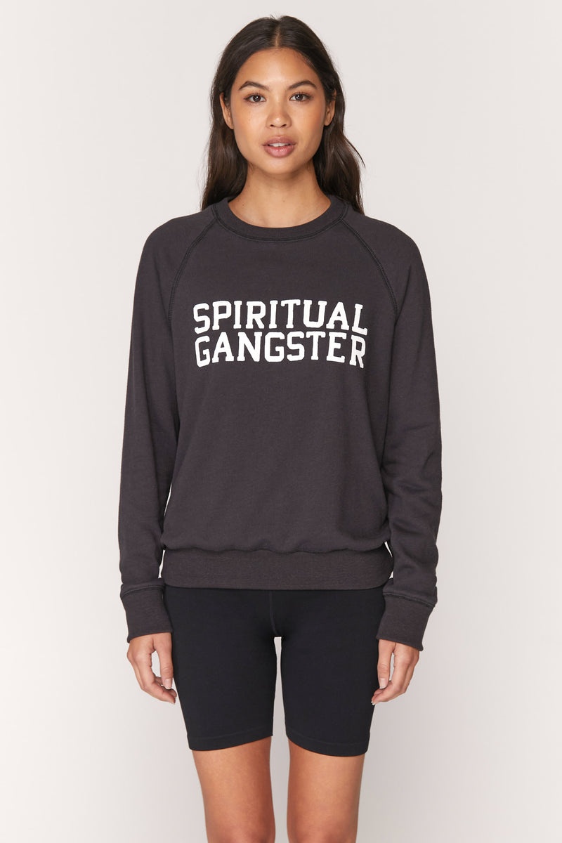 Black Spiritual Gangster Varsity Old School Women\'s Sweatshirts | 30915-RFOD