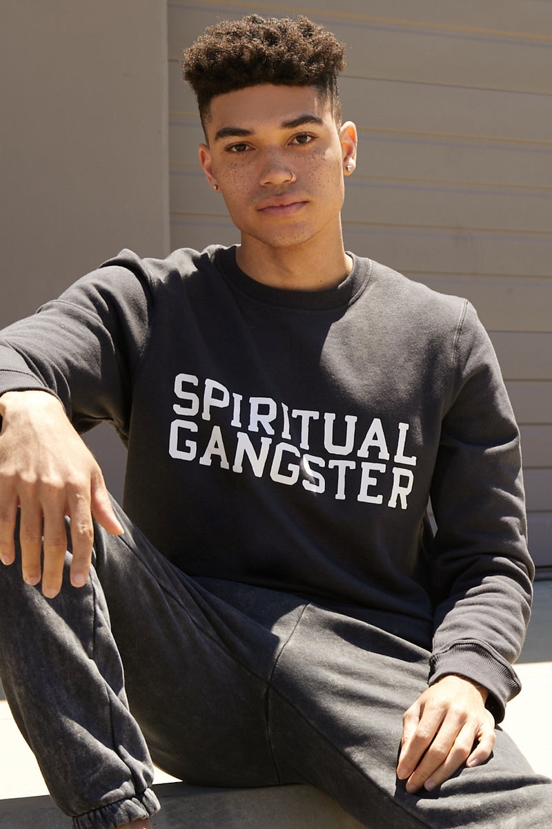 Black Spiritual Gangster Old School Men's Sweatshirts | 46287-NWYM