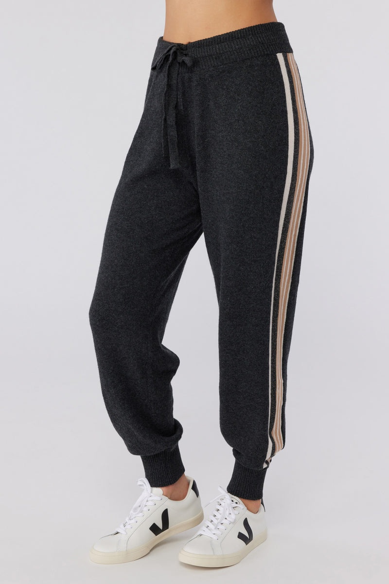 Black Spiritual Gangster Stripe Knit Women's Joggers | 06987-KPCT