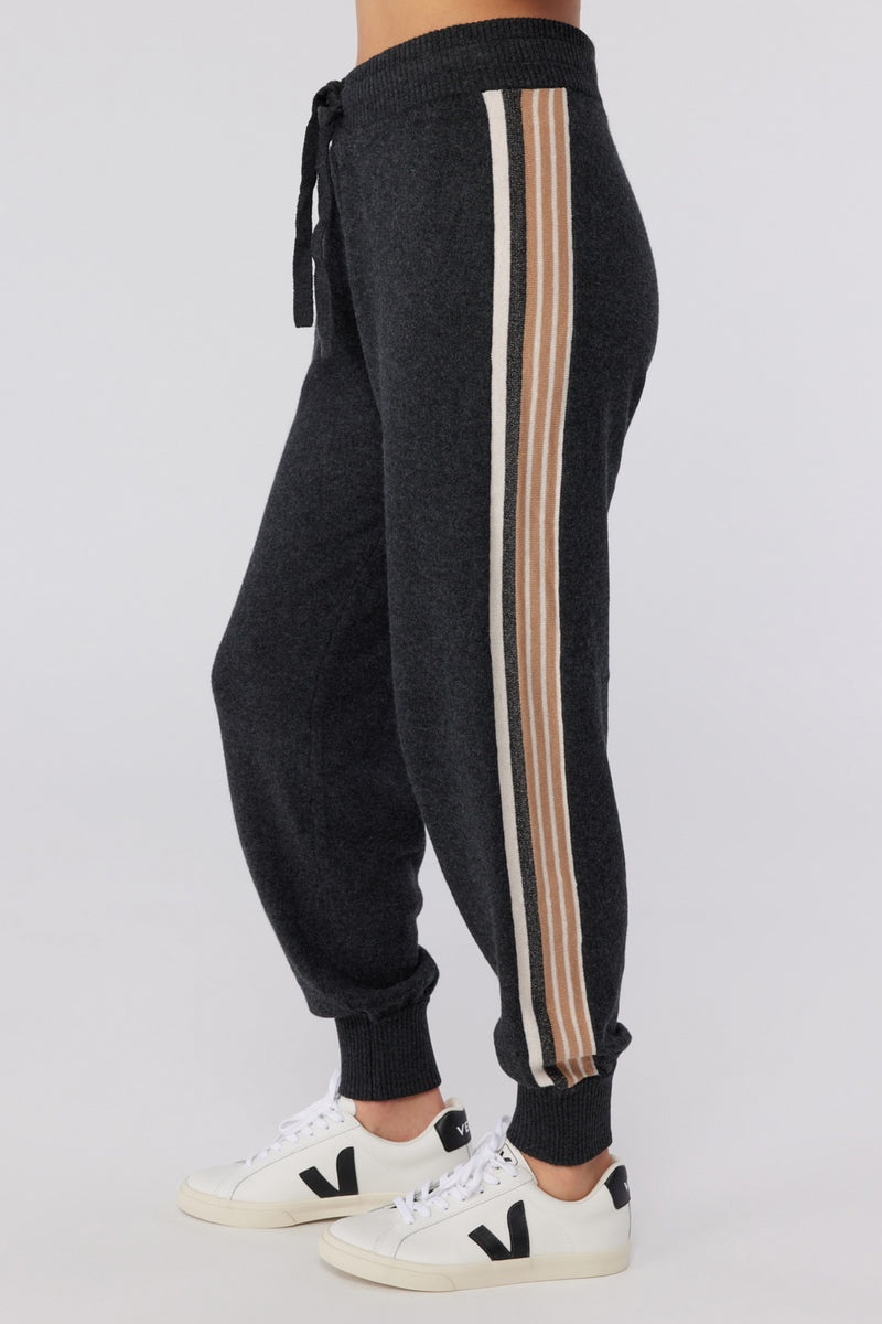 Black Spiritual Gangster Stripe Knit Women\'s Joggers | 06987-KPCT