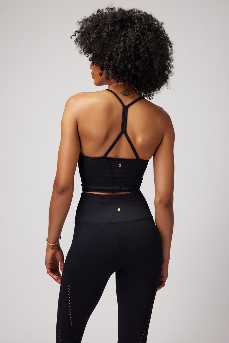 Black Spiritual Gangster Thea Seamless Crop Women's Tanks | 07451-LSHX