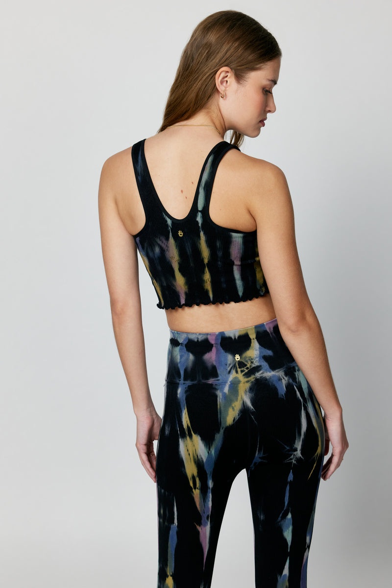 Black Spiritual Gangster Tie Dye Amor Crop Women's Tops | 75892-HQJV