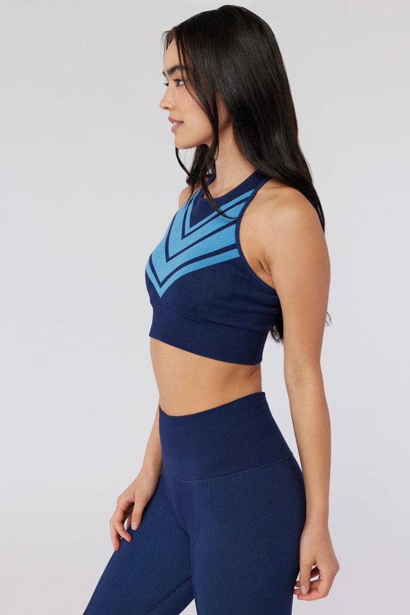 Blue Spiritual Gangster Jacquard Seamless High Neck Women's Tops | 58640-HGSX