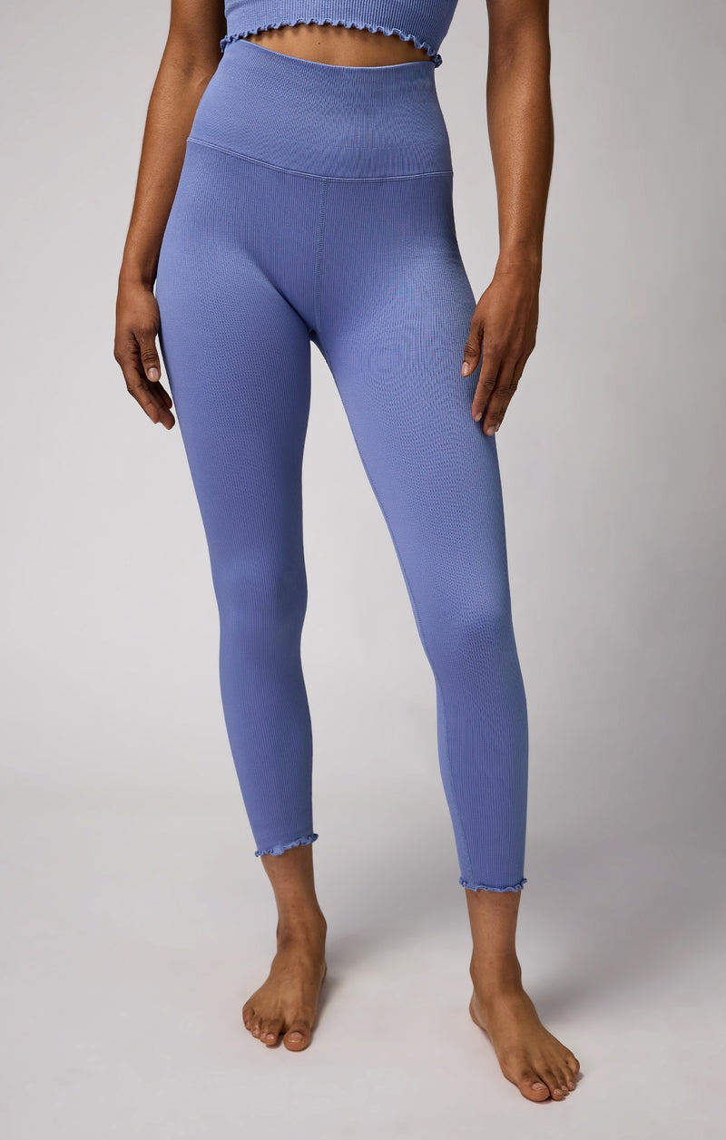 Blue Spiritual Gangster Love Sculpt Seamless 7/8 Ruffle Women's Leggings | 13472-UJME