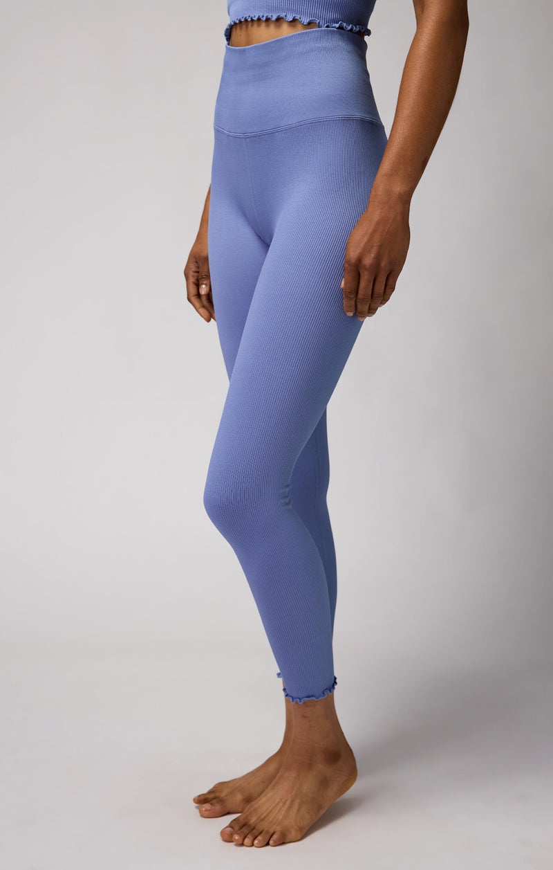 Blue Spiritual Gangster Love Sculpt Seamless 7/8 Ruffle Women\'s Leggings | 13472-UJME