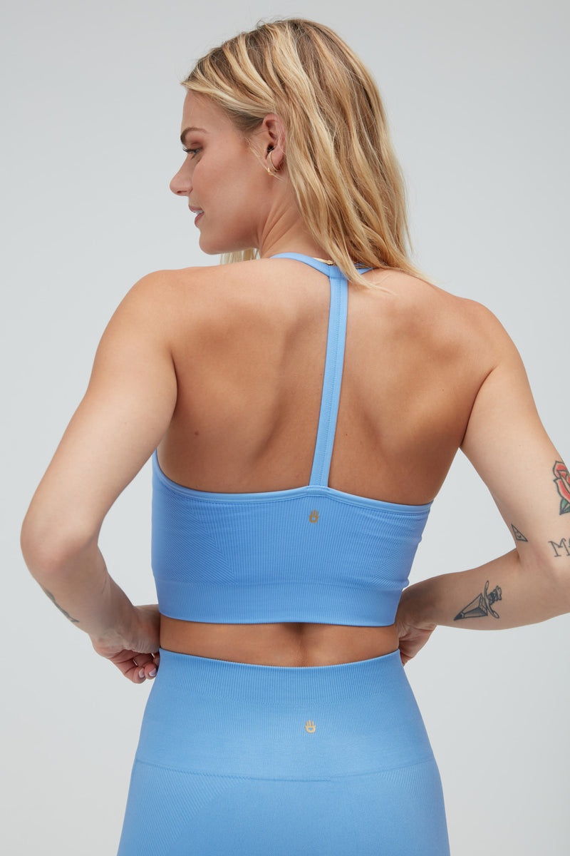 Bluebird Day Spiritual Gangster Icon Seamless T-Back Sports Women's Tops | 32701-ZRQW