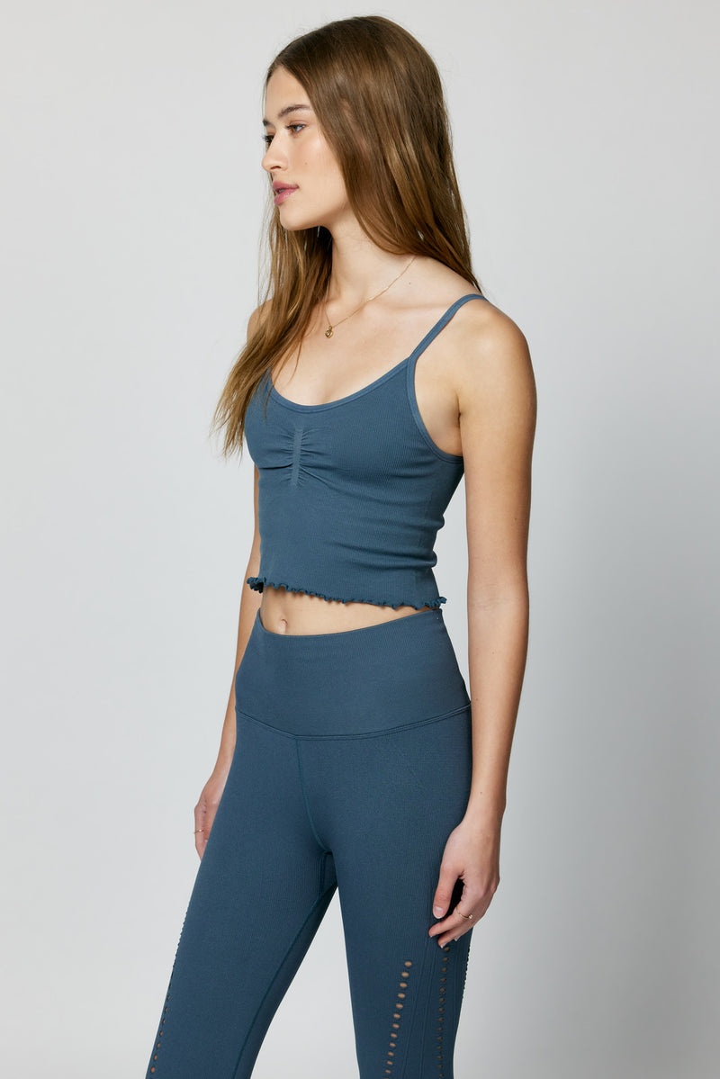 Deep Blue Spiritual Gangster Hart Seamless Crop Women's Tops | 51620-JNVH